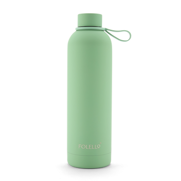 FOLELLO 750ml Stainless Steel Double Layer Vacuum Insulated Water Bottle | Keeps Drinks Cold for 24 Hours & Hot for 12 Hours | Sweat-Free Rubberized Finish | Leakproof & BPA-Free | Perfect for Gym, Office, Travel | Mint Green Design