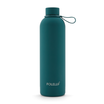 FOLELLO 750ml Stainless Steel Double Layer Vacuum Insulated Water Bottle | Keeps Drinks Cold for 24 Hours & Hot for 12 Hours | Sweat-Free Rubberized Finish | Leakproof & BPA-Free | Perfect for Gym, Office, Travel | Turquoise blueDesign