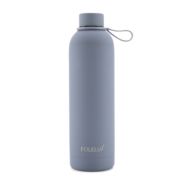 FOLELLO 750ml Stainless Steel Double Layer Vacuum Insulated Water Bottle | Keeps Drinks Cold for 24 Hours & Hot for 12 Hours | Sweat-Free Rubberized Finish | Leakproof & BPA-Free | Perfect for Gym, Office, Travel | Stylish Grey Design