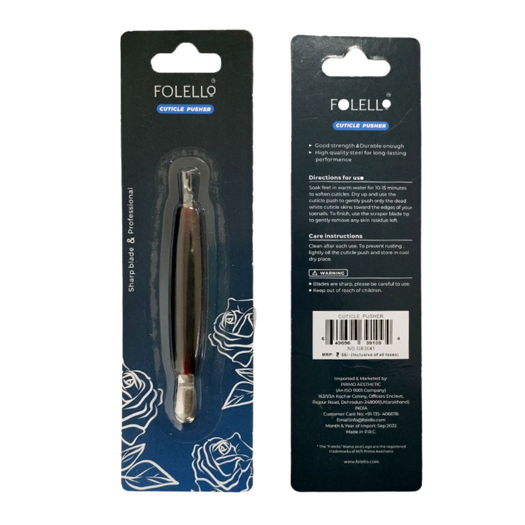 FOLELLO Professional Stainless Steel Cuticle Pusher/Remover and Spoon Nail Cleaner, Manicure/Pedicure Tool, Durable Rust-free and Sharp Dual Sided Nail Art Tool (Pack of 3)