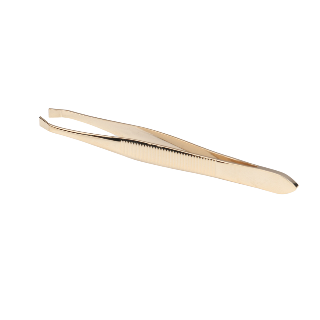 Slant Tip Tweezer/Plucker for Eyebrows, Upper Lips & Small hairs- Golden (GB-3022)