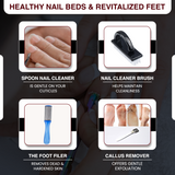 All-In-One Stainless Steel Nail and Foot Care Set: Nail Clipper, Nail Tip Cutter, Nail Pusher, Spoon Nail Cleaner, Nail Cleaner Brush, Nail Buffer, Nail Polish Separator, Foot Filer, Callus Remover, Pumice Stone, Nail File
