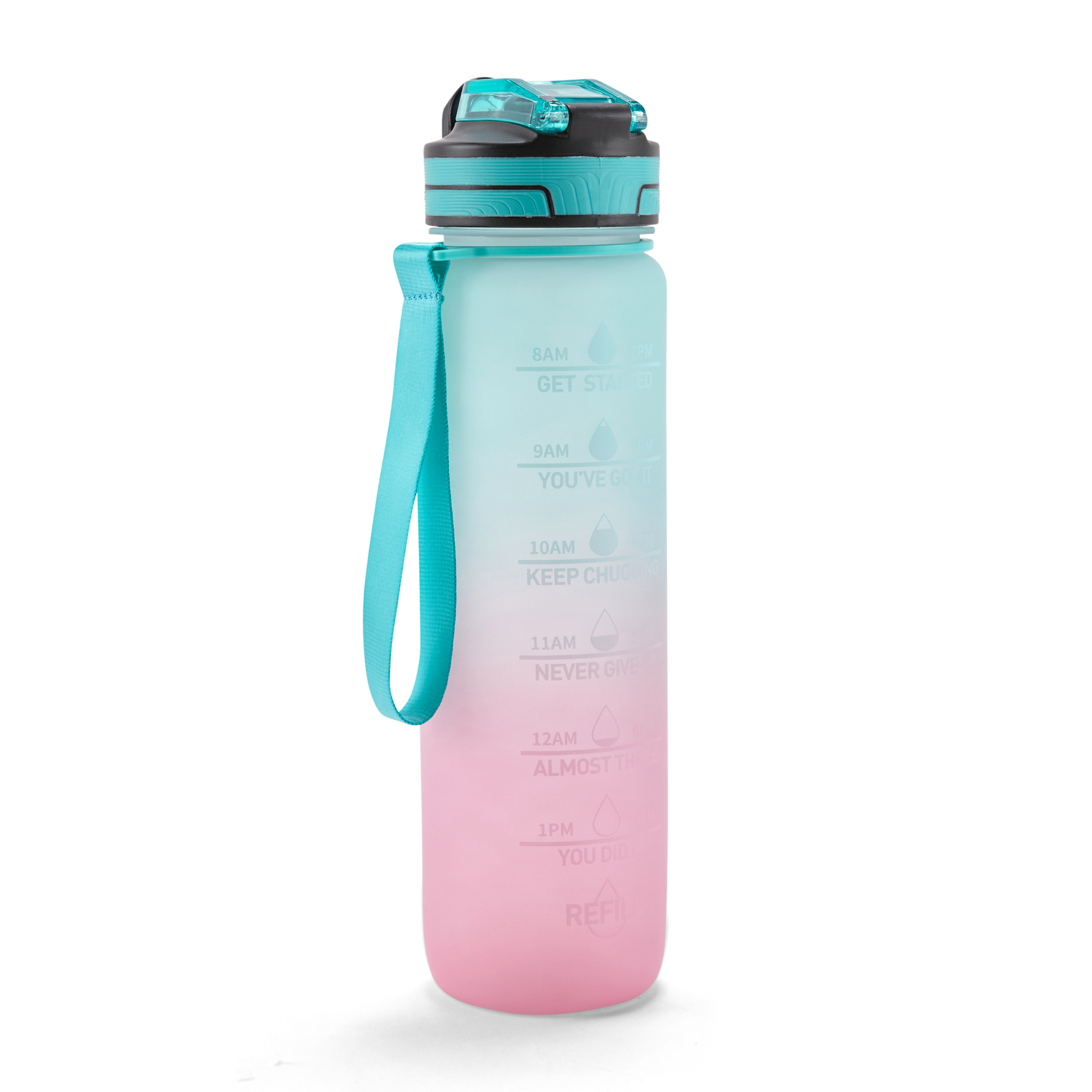 Folello 1L Tritan Water Bottle with Motivational Time Marker | Leakproof Sipper Bottle for Gym, Office, and Travel | BPA-Free with Hydration Reminder App | Cool Indigo Pink Design | 1 Litre