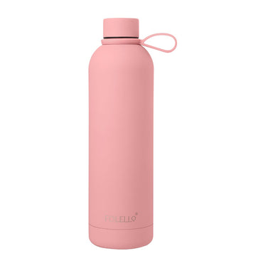 FOLELLO 750ml Stainless Steel Double Layer Vacuum Insulated Water Bottle | Keeps Drinks Cold for 24 Hours & Hot for 12 Hours | Sweat-Free Rubberized Finish | Leakproof & BPA-Free | Perfect for Gym, Office, Travel | Stylish Pink Design