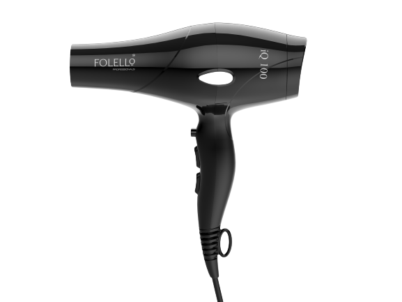 iQ 100- FOLELLO Professional Hair Dryer with AC Motor – Lightweight & Stylish Hair Dryer for both Men & Women, Cool Shot Button for Quick Drying, Black